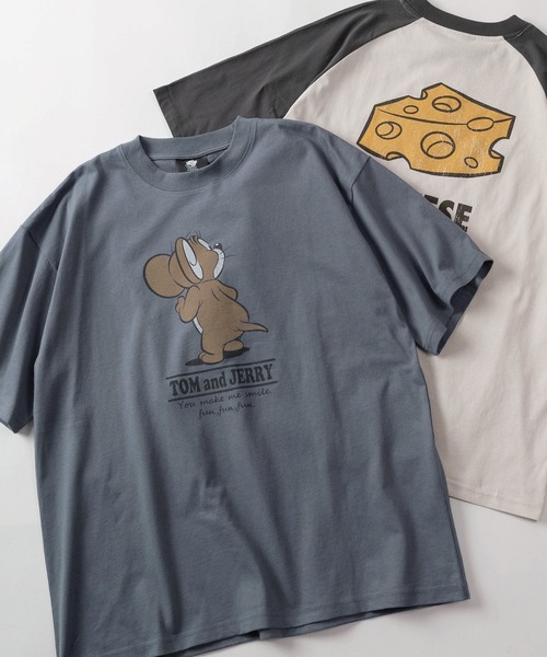 Tom＆Jerry（トムアンドジェリー）の「【71】【TOM＆JERRY/トムとジェリー】ユーズドライク クルーネックTシャツ/バックプリント/ユニセックス/レディース/メンズ（Tシャツ/カットソー・レディース・グレー系/アイボリー系2/アイボリー系1/グレー系1/グレー系2/ピンク/ブルーグレー/アイボリー系・M/XL/L）」の2枚目の写真