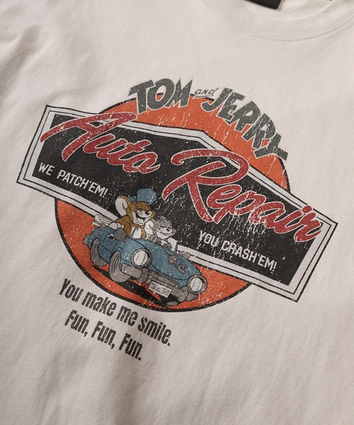 Tom＆Jerry（トムアンドジェリー）の「【71】【TOM＆JERRY/トムとジェリー】ユーズドライク クルーネックTシャツ/バックプリント/ユニセックス/レディース/メンズ（Tシャツ/カットソー・レディース・グレー系/アイボリー系2/アイボリー系1/グレー系1/グレー系2/ピンク/ブルーグレー/アイボリー系・M/XL/L）」の9枚目の写真