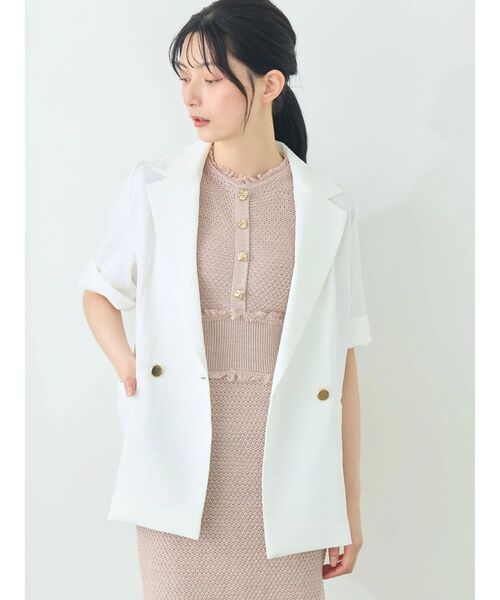TONAL(トーナル)の「マルチセットダブルハーフスリーブジャケット(テーラードジャケット・レディース・ライトグレー/オフホワイト/ネイビー/ブラウン・MEDIUM)」の8枚目の写真
