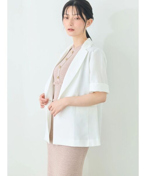 TONAL(トーナル)の「マルチセットダブルハーフスリーブジャケット(テーラードジャケット・レディース・ライトグレー/オフホワイト/ネイビー/ブラウン・MEDIUM)」の10枚目の写真