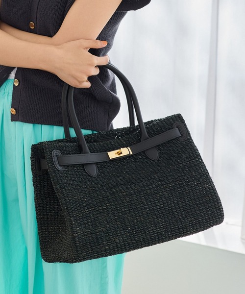 COTTO(コトゥー)の「BARNYARDSTORM / COTTO(コット) / ベルト付きカゴBAG【『ネルソンさん』ご紹介アイテム】(かごバッグ・レディース・ブラック/ナチュラル・FREE)」の2枚目の写真