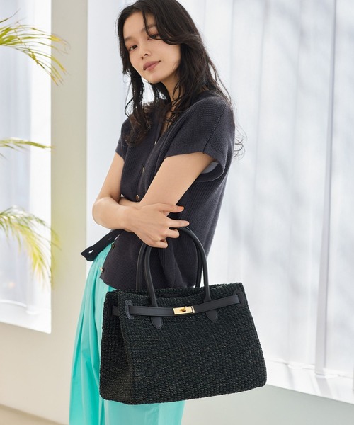 COTTO(コトゥー)の「BARNYARDSTORM / COTTO(コット) / ベルト付きカゴBAG【『ネルソンさん』ご紹介アイテム】(かごバッグ・レディース・ブラック/ナチュラル・FREE)」の4枚目の写真