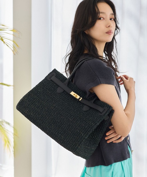 COTTO(コトゥー)の「BARNYARDSTORM / COTTO(コット) / ベルト付きカゴBAG【『ネルソンさん』ご紹介アイテム】(かごバッグ・レディース・ブラック/ナチュラル・FREE)」の7枚目の写真