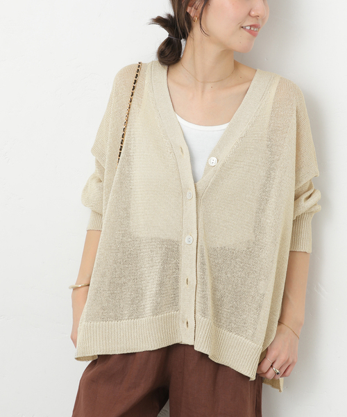JOURNAL STANDARD relume（ジャーナルスタンダード　レリューム）の「《追加 / 新色》PEリネンルーズVカーディガン（カーディガン/ボレロ・レディース・ベージュ系その他/ブラック/チャコールグレー/ピンク系その他・FREE）」の3枚目の写真