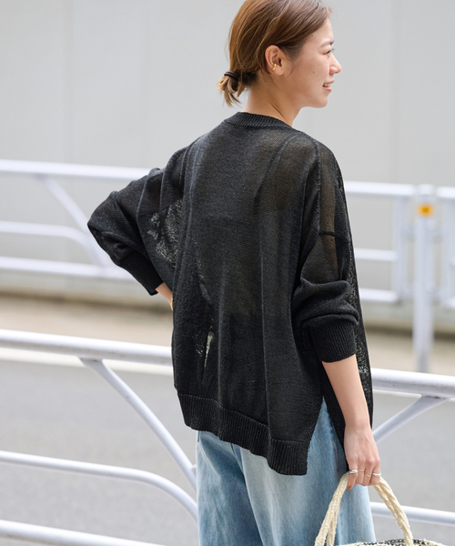 JOURNAL STANDARD relume（ジャーナルスタンダード　レリューム）の「《追加 / 新色》PEリネンルーズVカーディガン（カーディガン/ボレロ・レディース・ベージュ系その他/ブラック/チャコールグレー/ピンク系その他・FREE）」の11枚目の写真