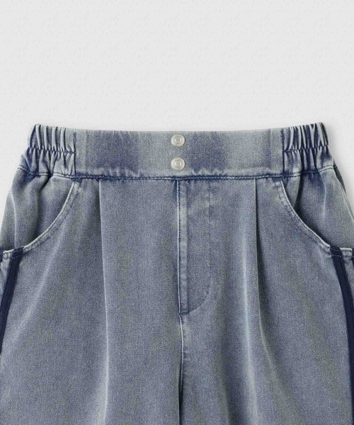 NAVY(ネイビー)の「【SARARI/サラリ】 ニットデニム サイドライン イージーキュロットパンツ(その他パンツ・キッズ・グレー/ブルー・130cm/140cm/150cm/160cm)」の4枚目の写真