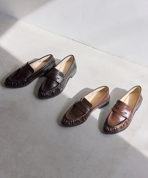 Juze（ジュゼ）の「ギャザーローファー（ローファー・レディース・ダークブラウン/ブラック・M/L）」の12枚目の写真