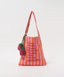 beej（ビージ）の「【別注】＜beej＞チャーム付き ストライプ トートバッグ / キッズ（トートバッグ）」