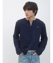 KIJUN MEN（キジュンメンズ）の「Double Layered Henry Neck Long Sleeve Tee Navy（Tシャツ/カットソー）」