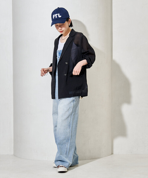 FREAK'S STORE(フリークスストア)の「シアージャケット/ダブルブレストジャケット(テーラードジャケット・レディース・オフホワイト/ピンク/ブラウン/ブラック・フリ-)」の10枚目の写真