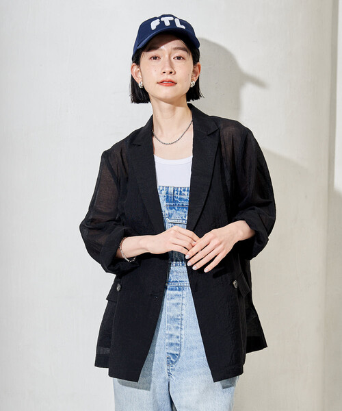 FREAK'S STORE(フリークスストア)の「シアージャケット/ダブルブレストジャケット(テーラードジャケット・レディース・オフホワイト/ピンク/ブラウン/ブラック・フリ-)」の13枚目の写真