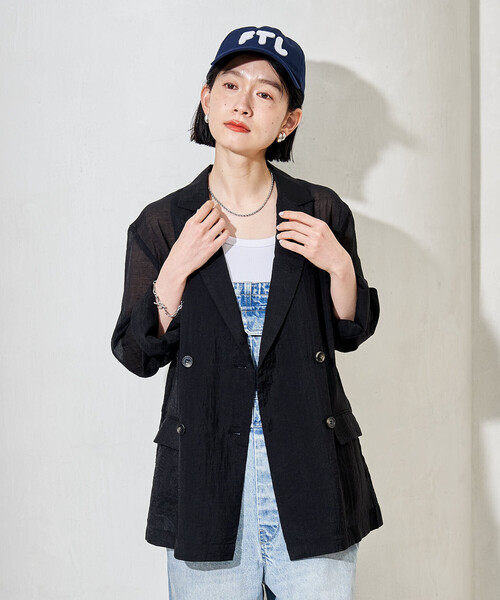 FREAK'S STORE(フリークスストア)の「シアージャケット/ダブルブレストジャケット(テーラードジャケット・レディース・オフホワイト/ピンク/ブラウン/ブラック・フリ-)」の14枚目の写真