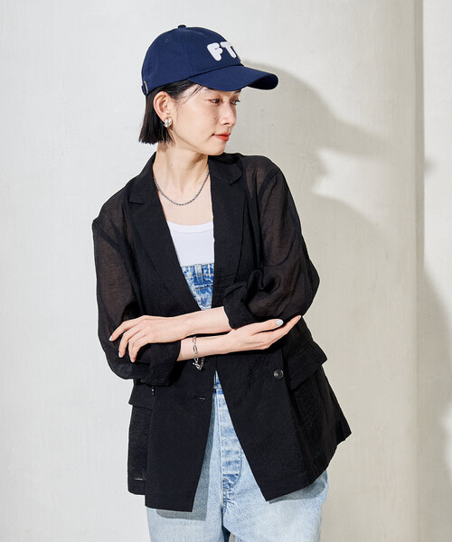 FREAK'S STORE(フリークスストア)の「シアージャケット/ダブルブレストジャケット(テーラードジャケット・レディース・オフホワイト/ピンク/ブラウン/ブラック・フリ-)」の15枚目の写真