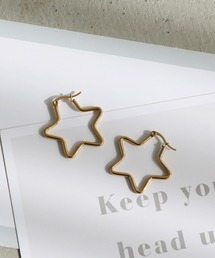 [stainless]ステンレス・スターフレームフープピアス〈金属アレルギー対応〉