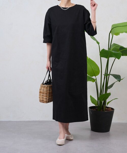 Jena espace merveilleux（ジェナ　エスパスメルヴェイユ）の「コットンストレッチワンピース（ワンピース・レディース・ベージュ/ブラック・FREE）」の2枚目の写真