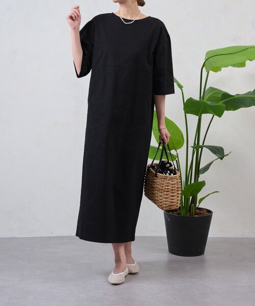 Jena espace merveilleux（ジェナ　エスパスメルヴェイユ）の「コットンストレッチワンピース（ワンピース・レディース・ベージュ/ブラック・FREE）」の3枚目の写真