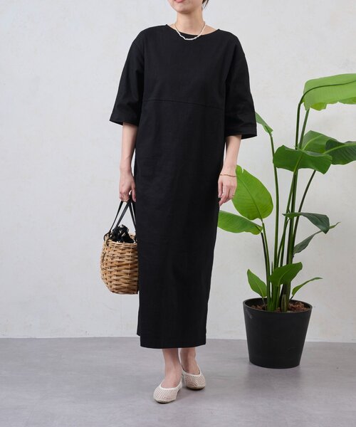 Jena espace merveilleux（ジェナ　エスパスメルヴェイユ）の「コットンストレッチワンピース（ワンピース・レディース・ベージュ/ブラック・FREE）」の5枚目の写真