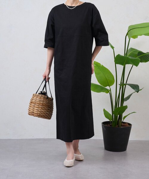Jena espace merveilleux（ジェナ　エスパスメルヴェイユ）の「コットンストレッチワンピース（ワンピース・レディース・ベージュ/ブラック・FREE）」の7枚目の写真