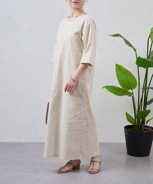 Jena espace merveilleux（ジェナ　エスパスメルヴェイユ）の「コットンストレッチワンピース（ワンピース・レディース・ベージュ/ブラック・FREE）」の20枚目の写真
