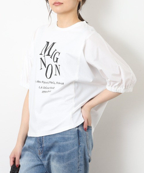 EGLANTINE(エグランティーヌ)の「EGLANTINE ロゴプリントドルマンカットソー 半袖(Tシャツ/カットソー・レディース・サンドベージュ/オフホワイト/カーキ/チャコールグレー・40)」の9枚目の写真