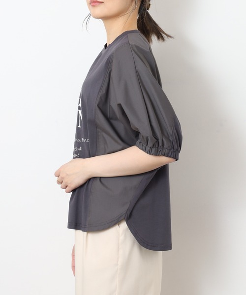 EGLANTINE(エグランティーヌ)の「EGLANTINE ロゴプリントドルマンカットソー 半袖(Tシャツ/カットソー・レディース・サンドベージュ/オフホワイト/カーキ/チャコールグレー・40)」の15枚目の写真