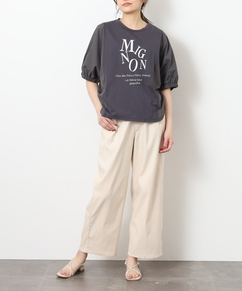 EGLANTINE(エグランティーヌ)の「EGLANTINE ロゴプリントドルマンカットソー 半袖(Tシャツ/カットソー・レディース・サンドベージュ/オフホワイト/カーキ/チャコールグレー・40)」の17枚目の写真