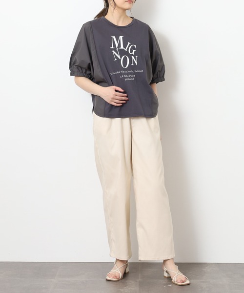 EGLANTINE(エグランティーヌ)の「EGLANTINE ロゴプリントドルマンカットソー 半袖(Tシャツ/カットソー・レディース・サンドベージュ/オフホワイト/カーキ/チャコールグレー・40)」の18枚目の写真