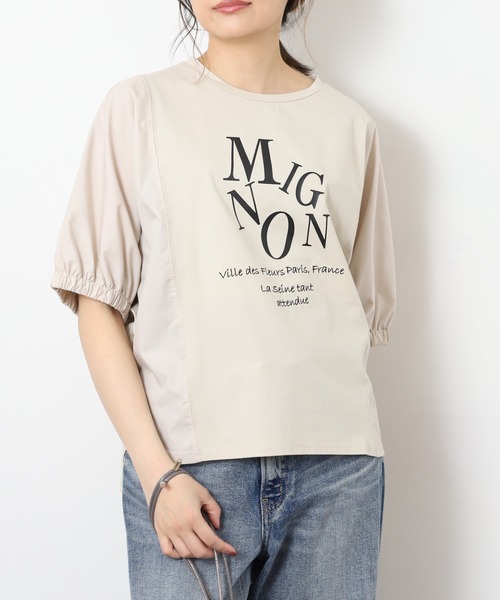 EGLANTINE(エグランティーヌ)の「EGLANTINE ロゴプリントドルマンカットソー 半袖(Tシャツ/カットソー・レディース・サンドベージュ/オフホワイト/カーキ/チャコールグレー・40)」の19枚目の写真
