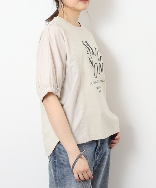 EGLANTINE(エグランティーヌ)の「EGLANTINE ロゴプリントドルマンカットソー 半袖(Tシャツ/カットソー・レディース・サンドベージュ/オフホワイト/カーキ/チャコールグレー・40)」の20枚目の写真