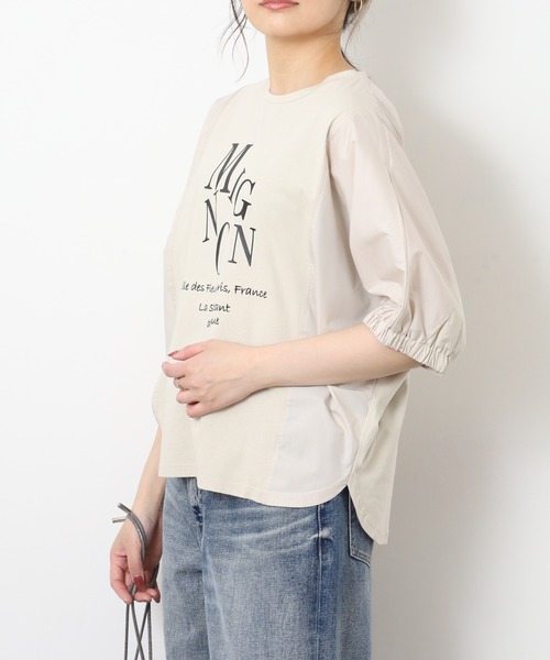 EGLANTINE(エグランティーヌ)の「EGLANTINE ロゴプリントドルマンカットソー 半袖(Tシャツ/カットソー・レディース・サンドベージュ/オフホワイト/カーキ/チャコールグレー・40)」の22枚目の写真