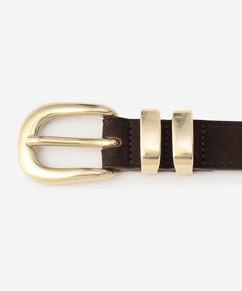 MAISON BOINET(メゾンボワネ)の「MAISON BOINET | ヌバックレザーベルト 25mm WOMEN(ベルト・レディース・ネイビー/ブラウン・75)」の4枚目の写真
