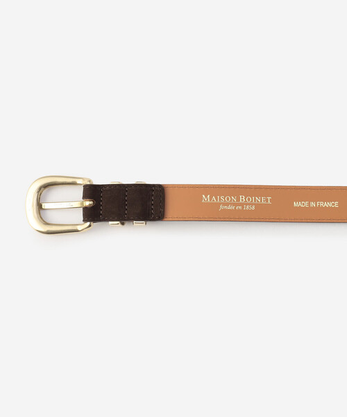 MAISON BOINET(メゾンボワネ)の「MAISON BOINET | ヌバックレザーベルト 25mm WOMEN(ベルト・レディース・ネイビー/ブラウン・75)」の5枚目の写真