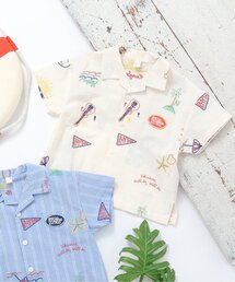 サマーモチーフ総柄刺繍シャツ
