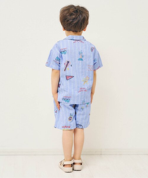 apres les cours(アプレレクール)の「サマーモチーフ総柄刺繍シャツ(シャツ/ブラウス・キッズ・アイボリー/サックスブルー・80/90/100/110/120/130)」の4枚目の写真