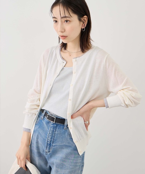 ROPE' PICNIC(ロペピクニック)の「ソマルティレイヤード風ベーシックカーディガン/UVカット・吸水速乾・遮熱(カーディガン/ボレロ・レディース・ラベンダー/ブラック/クリーム/オフホワイト・M/L)」の19枚目の写真