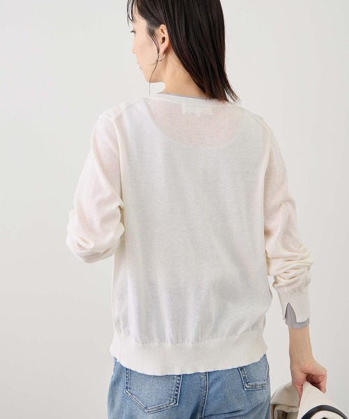 ROPE' PICNIC(ロペピクニック)の「ソマルティレイヤード風ベーシックカーディガン/UVカット・吸水速乾・遮熱(カーディガン/ボレロ・レディース・ラベンダー/ブラック/クリーム/オフホワイト・M/L)」の20枚目の写真