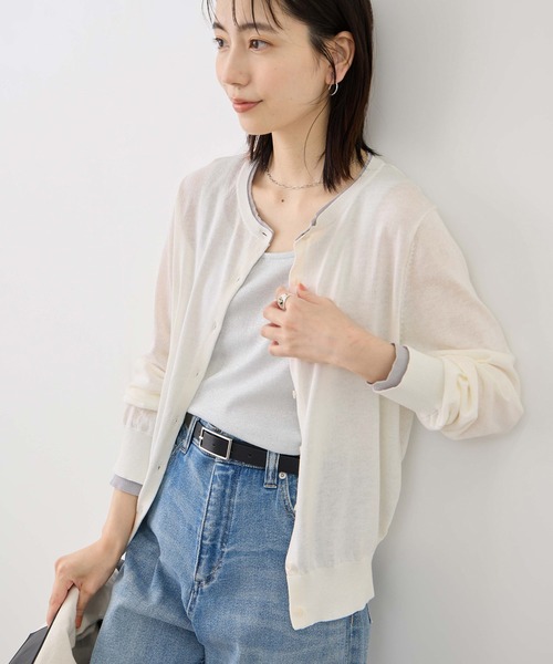 ROPE' PICNIC(ロペピクニック)の「ソマルティレイヤード風ベーシックカーディガン/UVカット・吸水速乾・遮熱(カーディガン/ボレロ・レディース・ラベンダー/ブラック/クリーム/オフホワイト・M/L)」の22枚目の写真