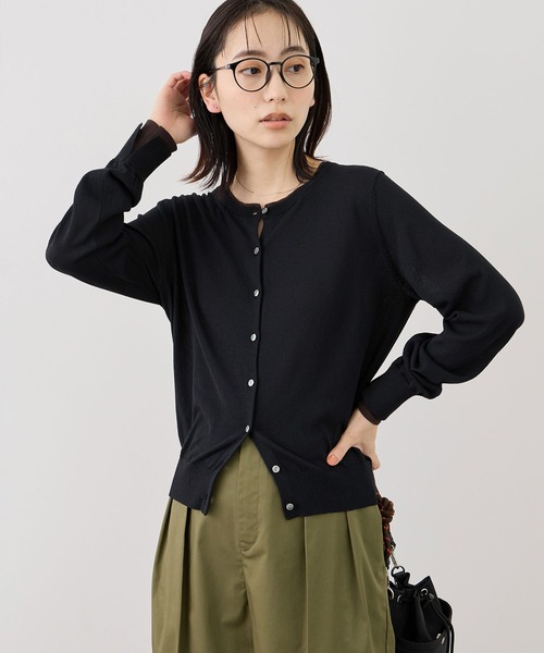 ROPE' PICNIC(ロペピクニック)の「ソマルティレイヤード風ベーシックカーディガン/UVカット・吸水速乾・遮熱(カーディガン/ボレロ・レディース・ラベンダー/ブラック/クリーム/オフホワイト・M/L)」の12枚目の写真