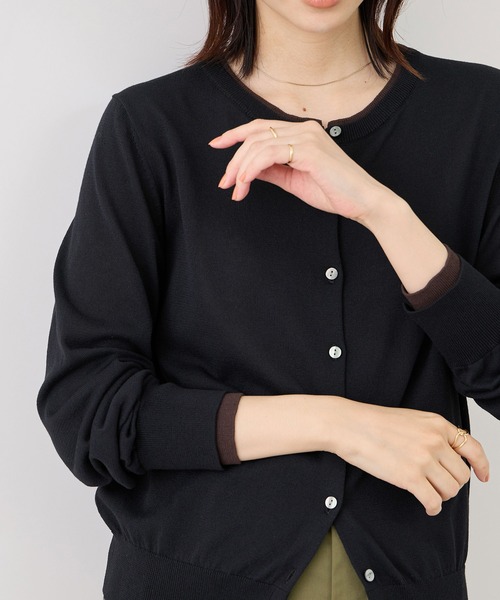 ROPE' PICNIC(ロペピクニック)の「ソマルティレイヤード風ベーシックカーディガン/UVカット・吸水速乾・遮熱(カーディガン/ボレロ・レディース・ラベンダー/ブラック/クリーム/オフホワイト・M/L)」の15枚目の写真