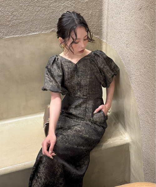 LE'RURE（リルアー）の「Jacquard puffsleeve dress（ドレス・レディース・ブラック/グレー・TALL/MEDIUM/SMALL）」の3枚目の写真