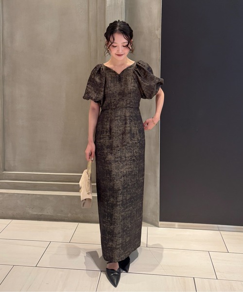 LE'RURE（リルアー）の「Jacquard puffsleeve dress（ドレス・レディース・ブラック/グレー・TALL/MEDIUM/SMALL）」の4枚目の写真