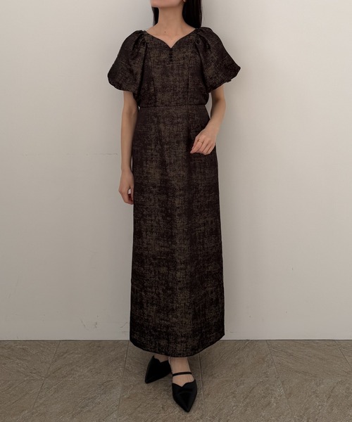 LE'RURE（リルアー）の「Jacquard puffsleeve dress（ドレス・レディース・ブラック/グレー・TALL/MEDIUM/SMALL）」の9枚目の写真