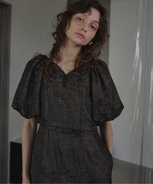 LE'RURE（リルアー）の「Jacquard puffsleeve dress（ドレス・レディース・ブラック/グレー・TALL/MEDIUM/SMALL）」の15枚目の写真