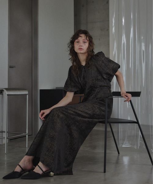 LE'RURE（リルアー）の「Jacquard puffsleeve dress（ドレス・レディース・ブラック/グレー・TALL/MEDIUM/SMALL）」の10枚目の写真