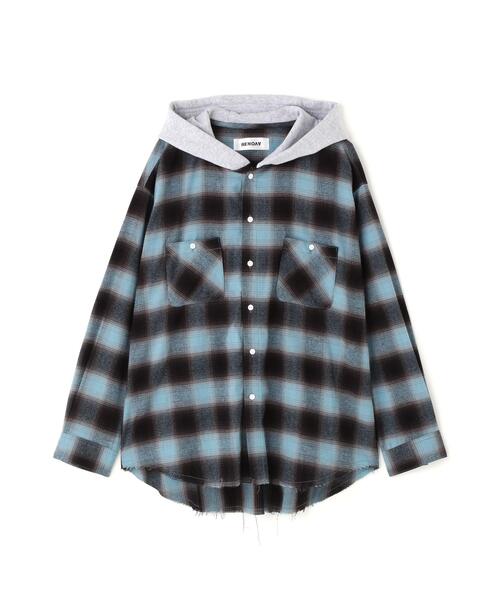 B'2nd(ビーセカンド)の「RENOVA/レノバ CUT SEAM HOODED SHIRTS(シャツ/ブラウス・メンズ・ブラック/ブルー/ベージュ・1/3)」の1枚目の写真