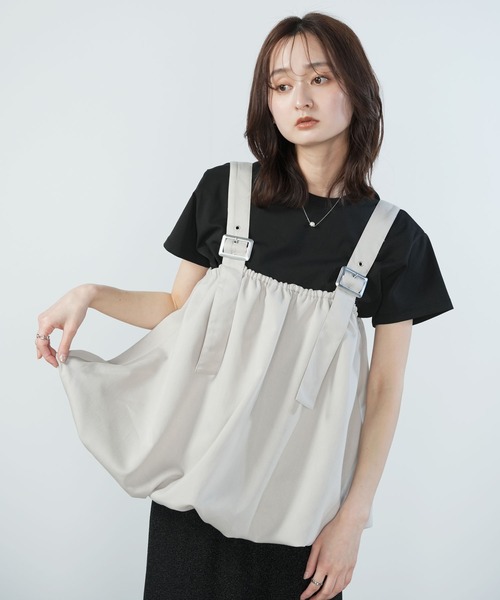 Bulue.(ブルー)の「ベルト肩紐 バルーンキャミ 体型カバー 大人ベージュ バルーンキャミソール ビスチェ レイヤード 重ね着(その他トップス・レディース・ブラック/グレイッシュベージュ/チャコールグレー・FREE)」の15枚目の写真