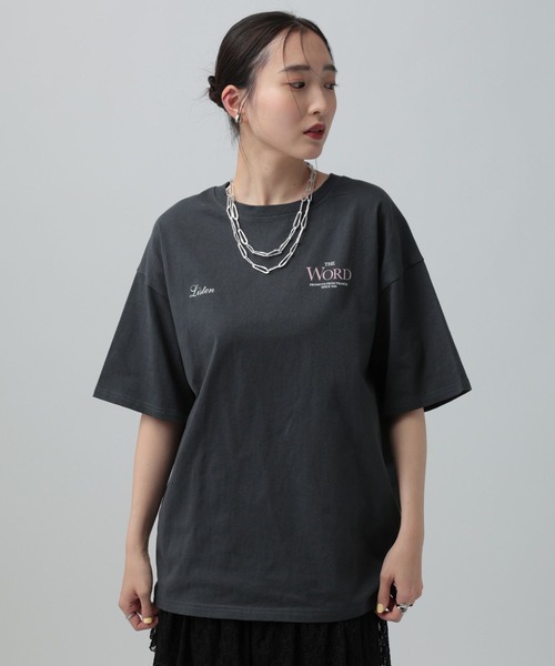LEPSIM(レプシィム)の「箔プリントBIGT 670949(Tシャツ/カットソー・レディース・チャコールグレー/ナチュラル/オフホワイト/ライトグレー・FREE)」の9枚目の写真