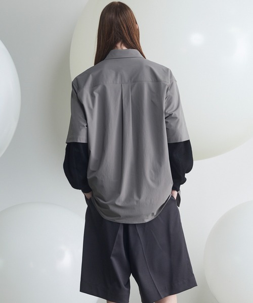 MAISON SPECIAL(メゾンスペシャル)の「《UNISEX》【PERTEX】Regular Collar Prime-Over Short Sleeve Shirt/【パーテックス】レギュラーカラープライムオーバーショートスリーブシャツ【MAISON SPECIAL/メゾンスペシャル】■セットアップ対応■(シャツ/ブラウス・メンズ・グレー/チャコールグレー/ブラック・0/1/2)」の14枚目の写真