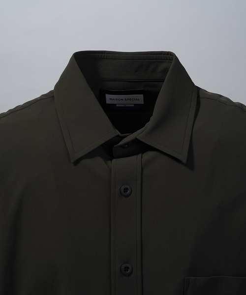 MAISON SPECIAL(メゾンスペシャル)の「《UNISEX》【PERTEX】Regular Collar Prime-Over Short Sleeve Shirt/【パーテックス】レギュラーカラープライムオーバーショートスリーブシャツ【MAISON SPECIAL/メゾンスペシャル】■セットアップ対応■(シャツ/ブラウス・メンズ・グレー/チャコールグレー/ブラック・0/1/2)」の5枚目の写真