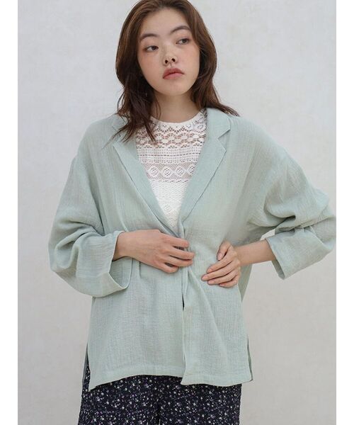 FIKA.(フィーカ)の「Linen cotton tailored jacket(テーラードジャケット・レディース・ブラック/ライトブルー/ベージュ/エンジ・MEDIUM)」の9枚目の写真